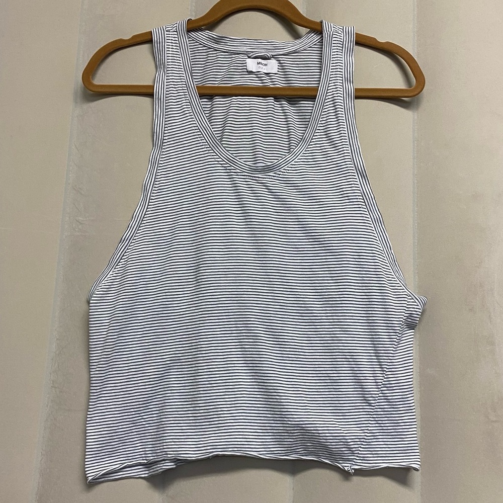 Mikoh Women’s Top Size US 0-4 Graphic Stripes Muscle Tank 100% Cotton Luxury